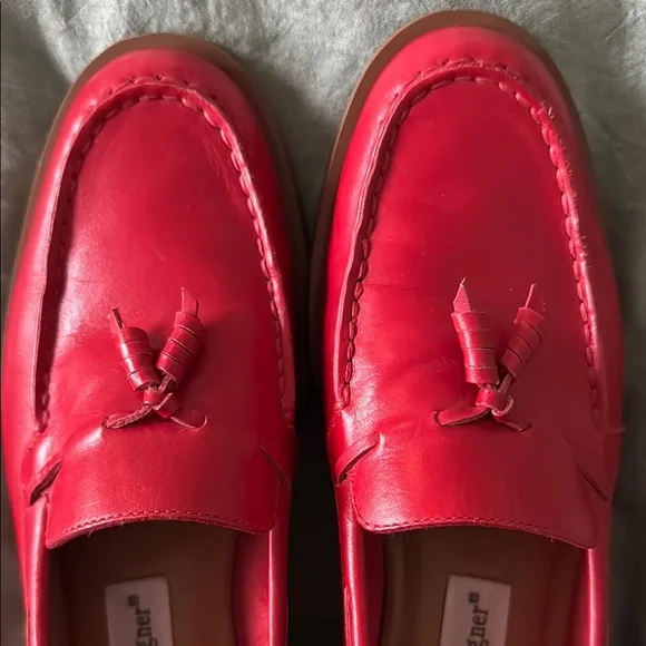 Etienne Aigner Red Leather Loafers - Picture 3 of 5